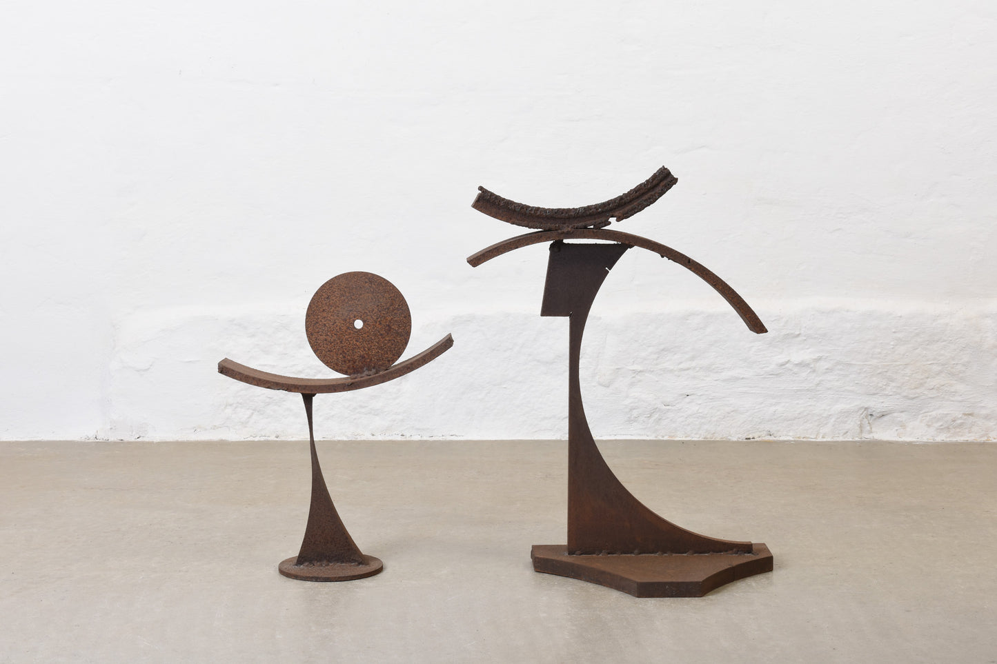 1960s abstract cast iron sculptures