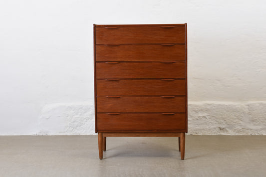 1960s teak chest of drawers with lipped handles