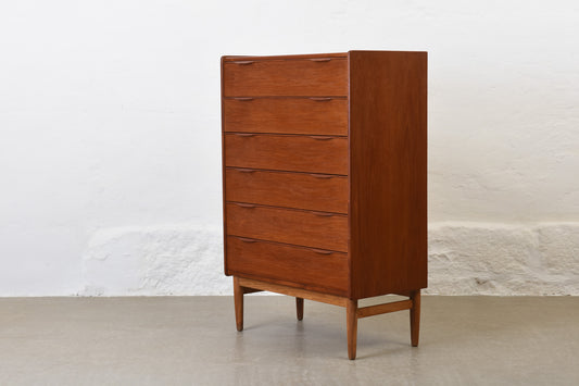 1960s teak chest of drawers with lipped handles