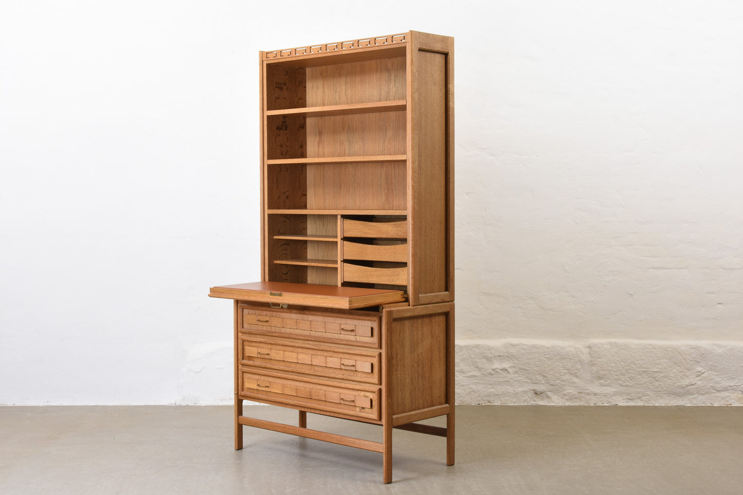 1970s oak secretary by HM Møbler