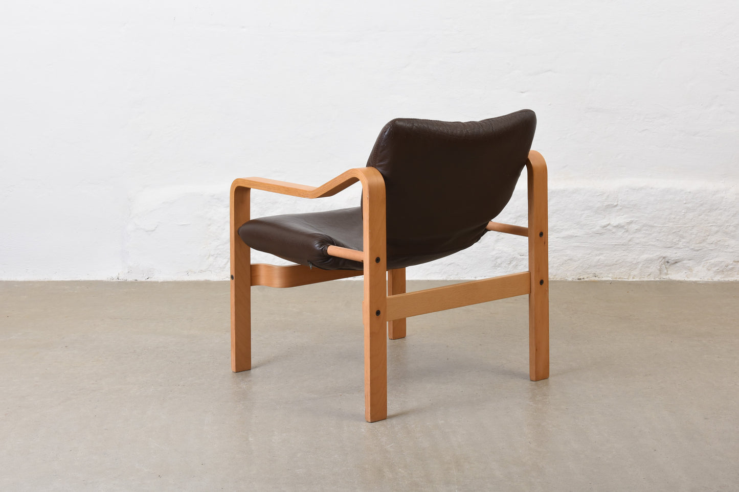 1980s beech + leather lounger by Skippers Møbler