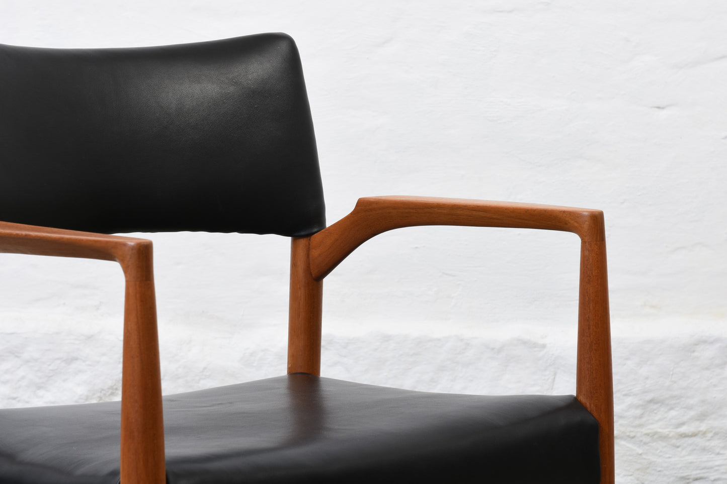 Newly reupholstered: Teak + leather armchair by Willy Schou Andersen