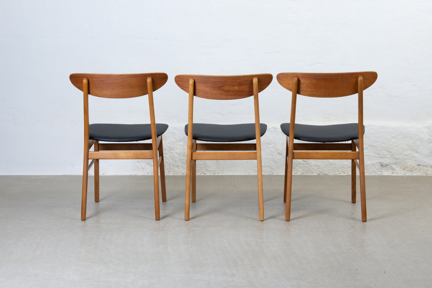 Newly reupholstered: Set of 1960s teak + beech chairs by Farstrup