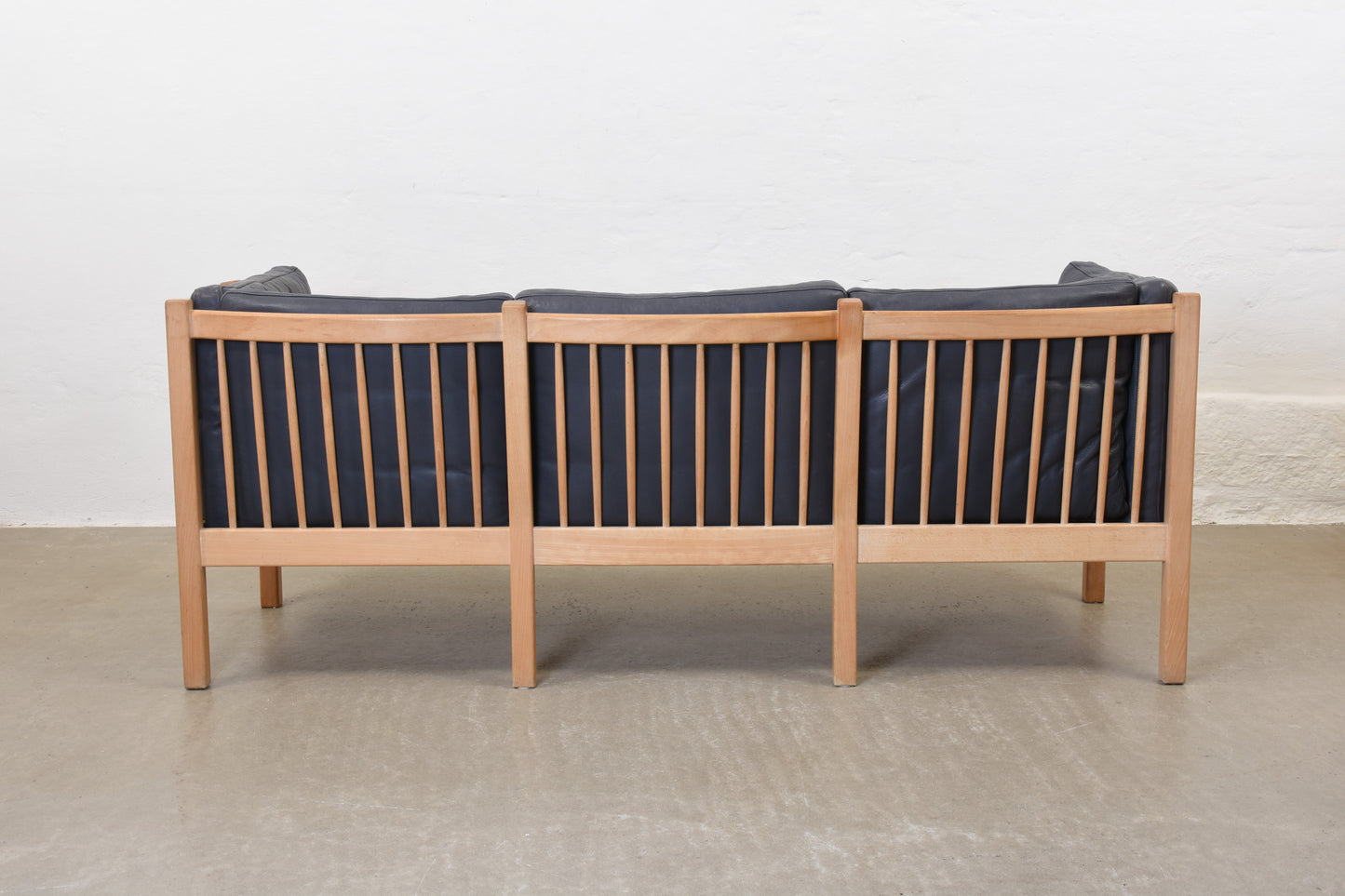 1980s beech + leather three seater by Andreas Hansen