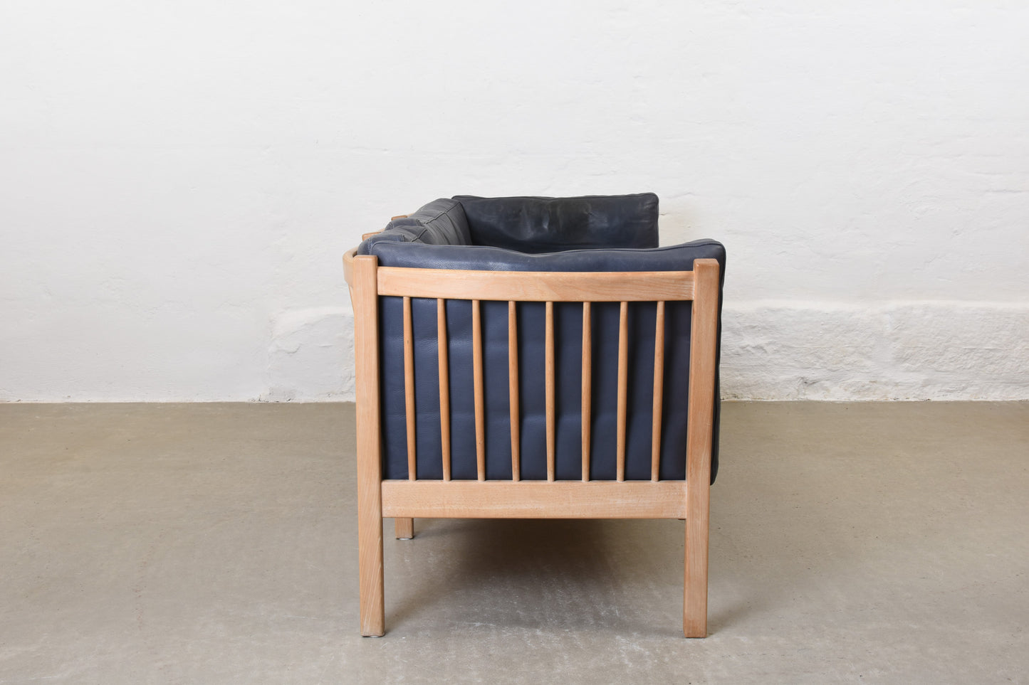 1980s beech + leather three seater by Andreas Hansen