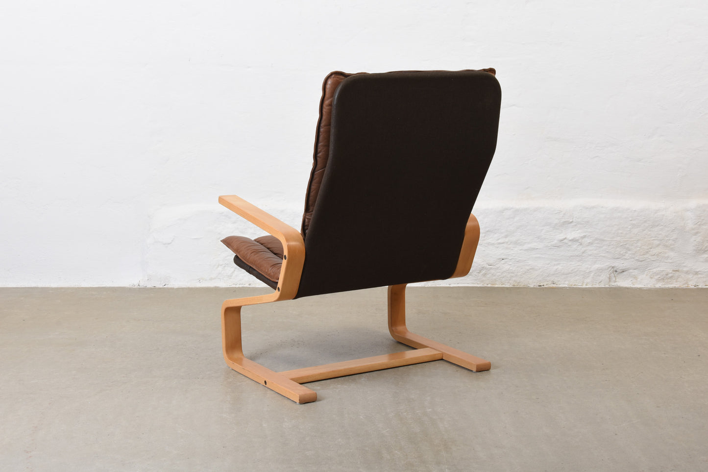 1970s leather + beech lounger by Olav Rolv Tysnes