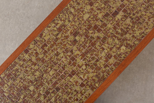 1960s teak coffee table with ceramic inlay