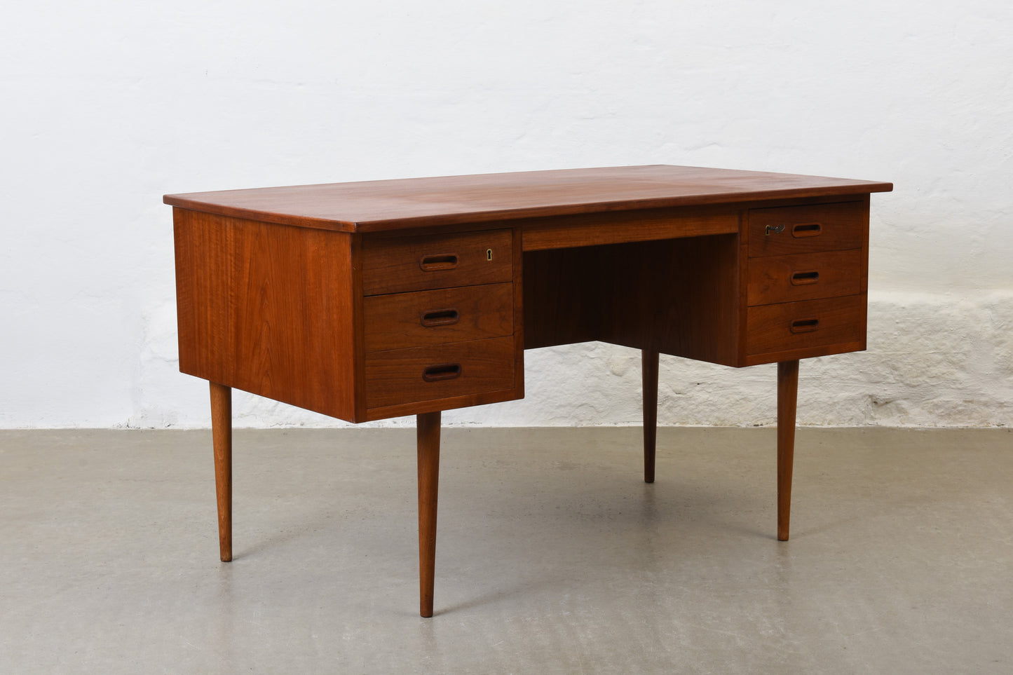 1960s twin pedestal desk in teak no. 1