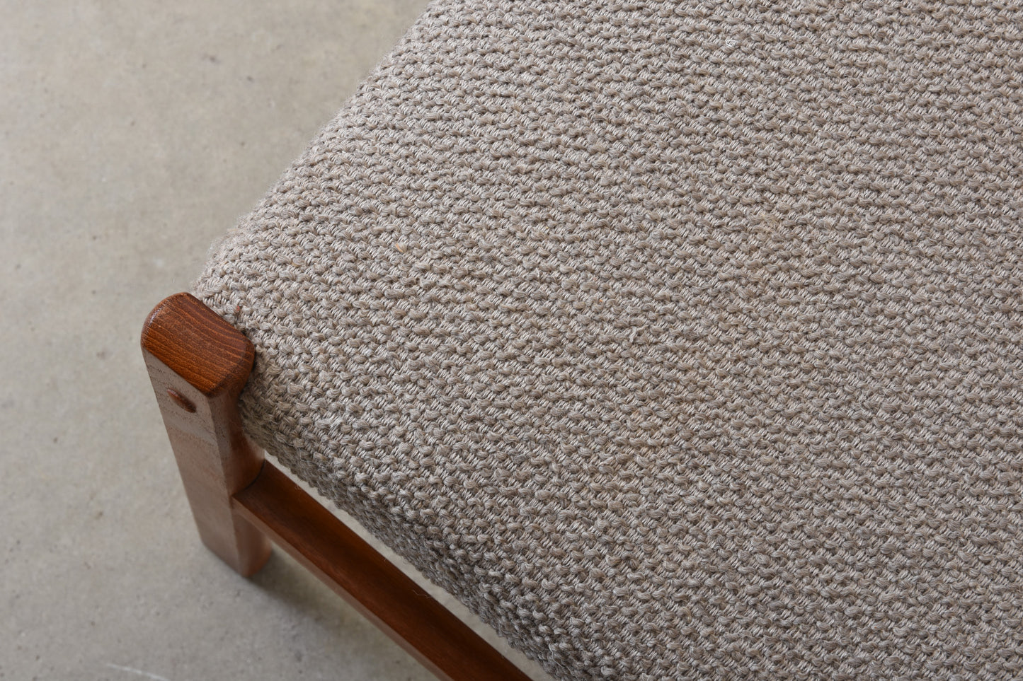 Newly reupholstered: 1970s set of four teak dining chairs