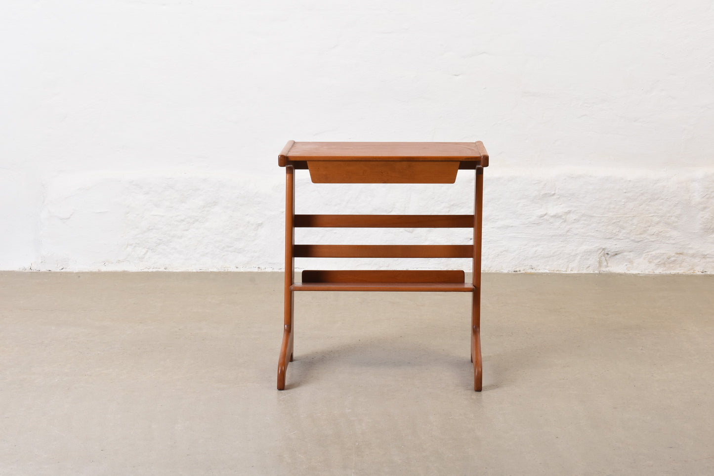 1950s teak + beech bedside table by David Rosén