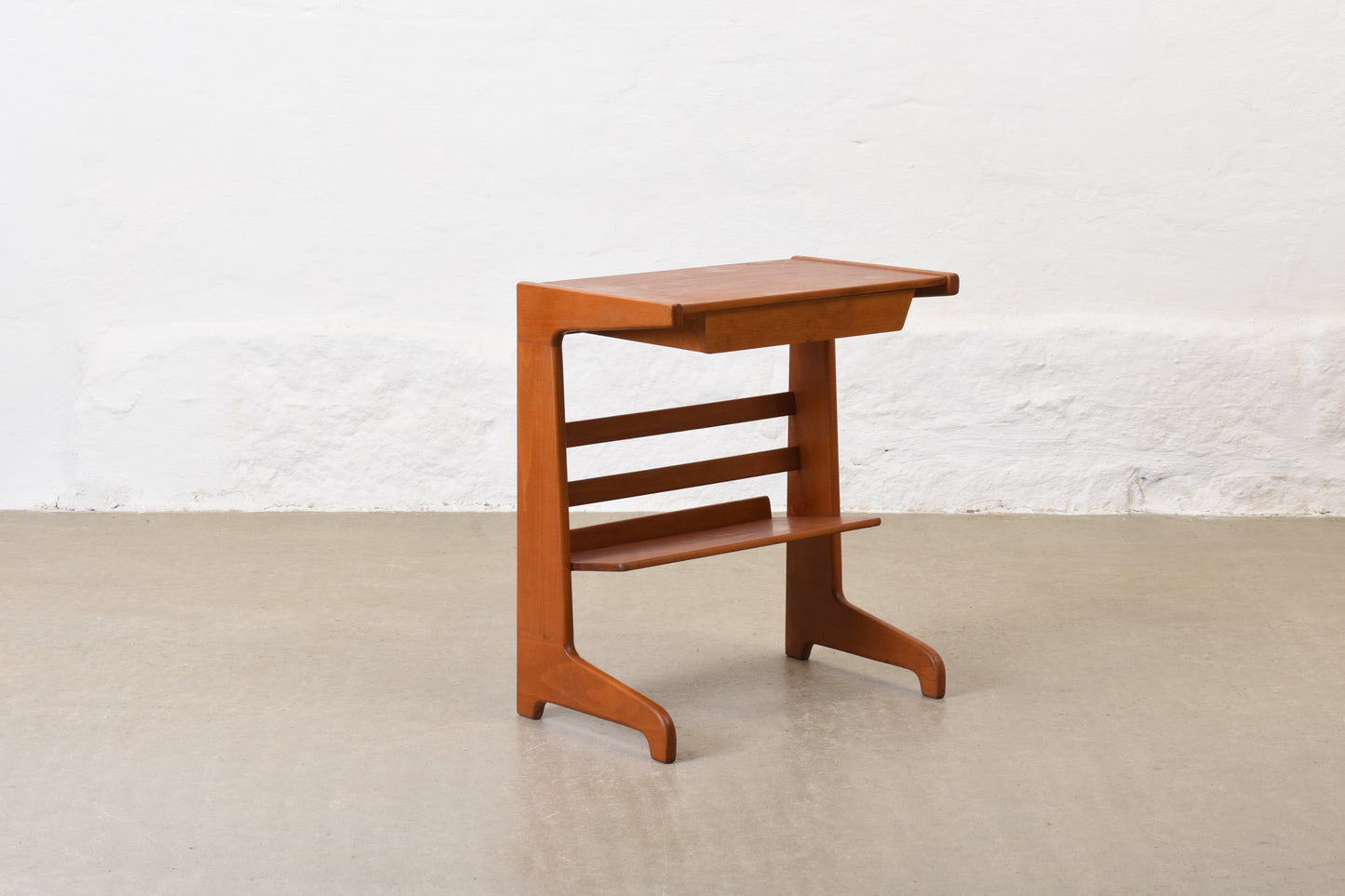 1950s teak + beech bedside table by David Rosén