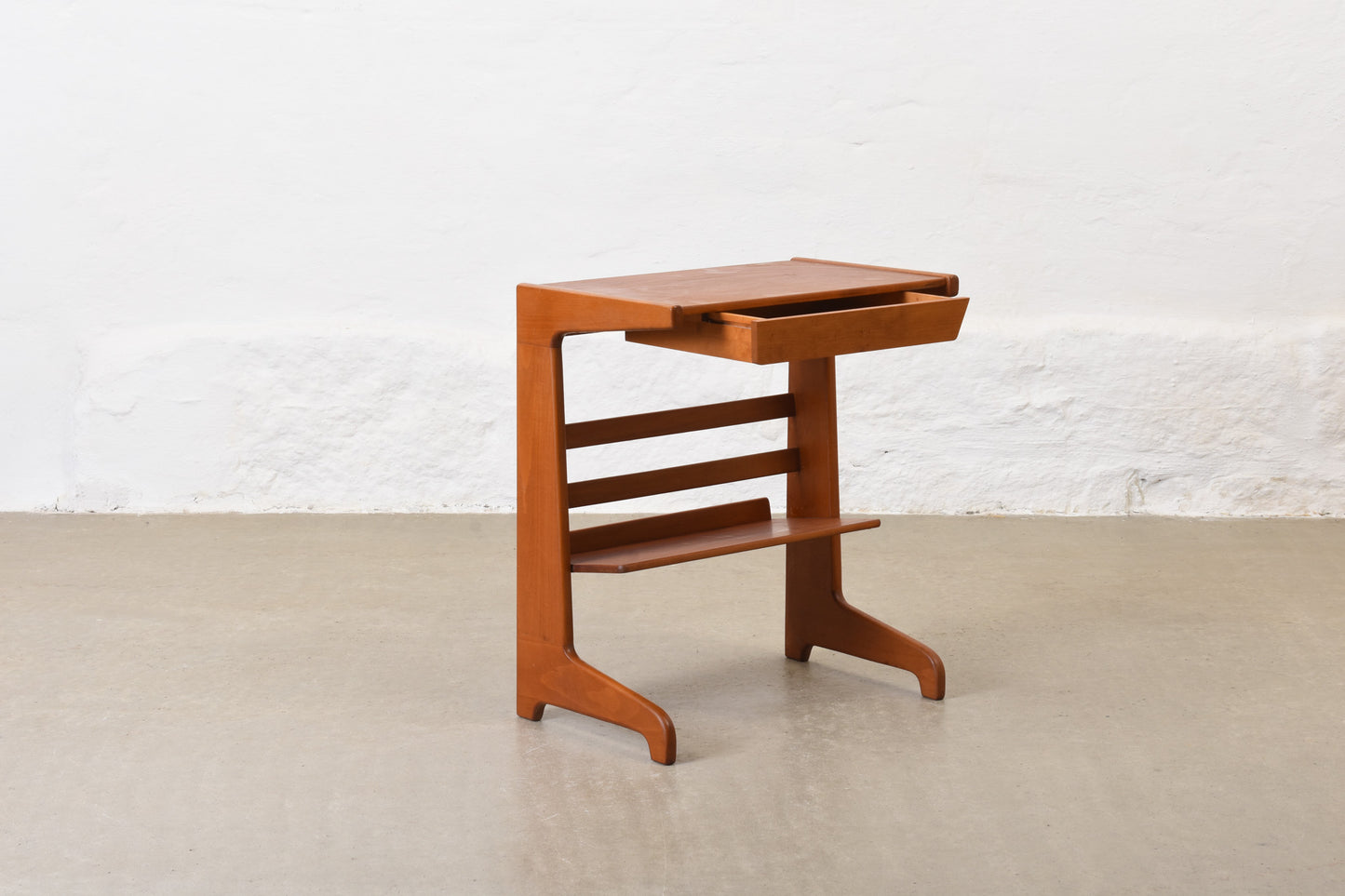 1950s teak + beech bedside table by David Rosén