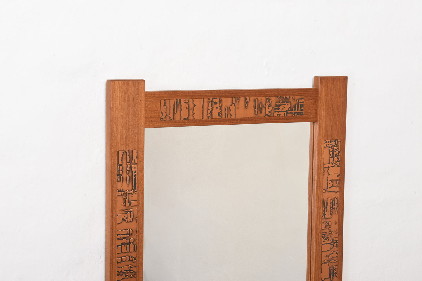 1960s teak + copper mirror