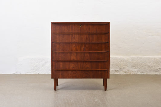 1960s teak chest of drawers with lipped handles