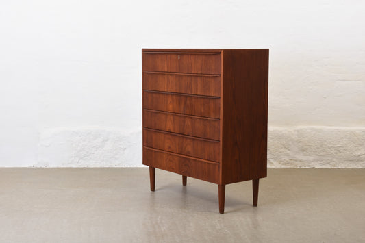 1960s teak chest of drawers with lipped handles