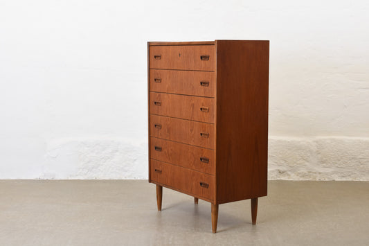 1960s teak chest of drawers with inset handles