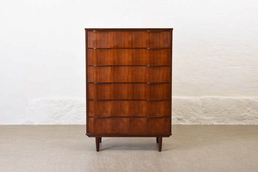 1960s large teak chest with lipped handles