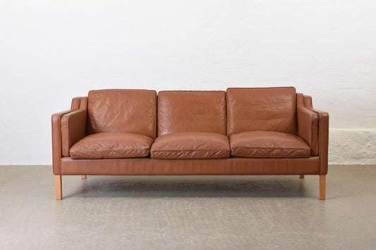 1980s three seat leather sofa by Stouby