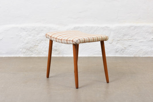 Newly reupholstered: 1960s foot stool in vintage striped wool