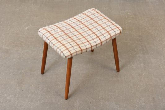 Newly reupholstered: 1960s foot stool in vintage striped wool