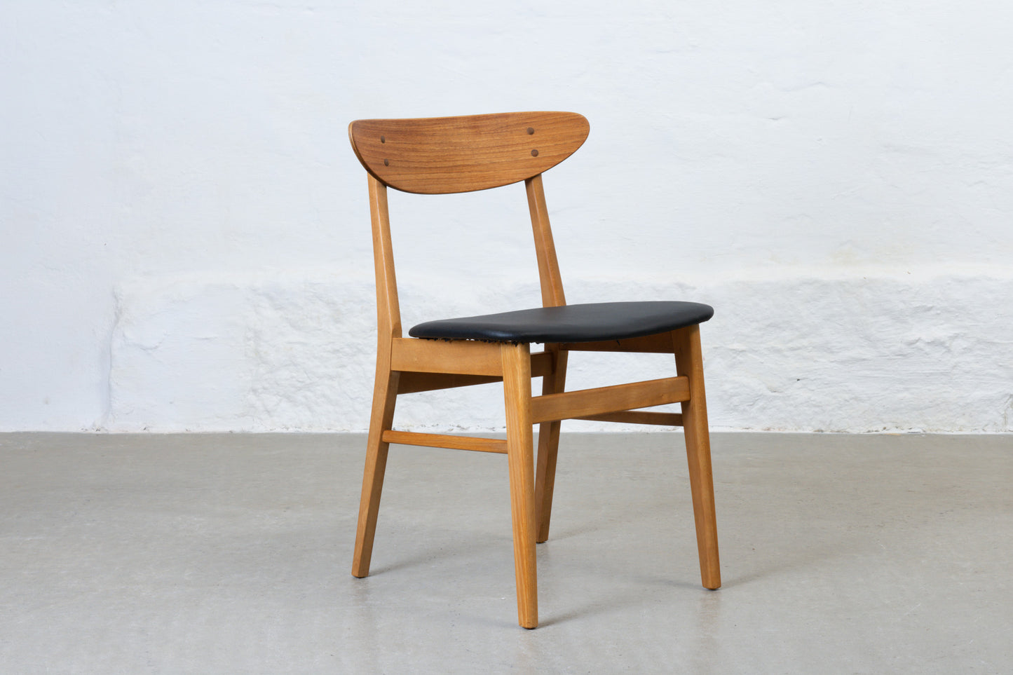 Newly reupholstered: Set of 1960s teak + beech chairs by Farstrup