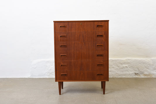 1960s teak chest of six drawers - 106H cm