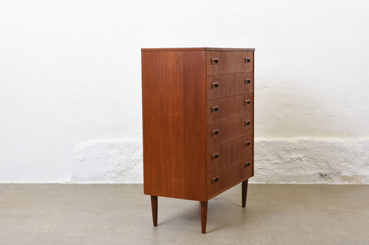1960s teak chest of six drawers - 106H cm