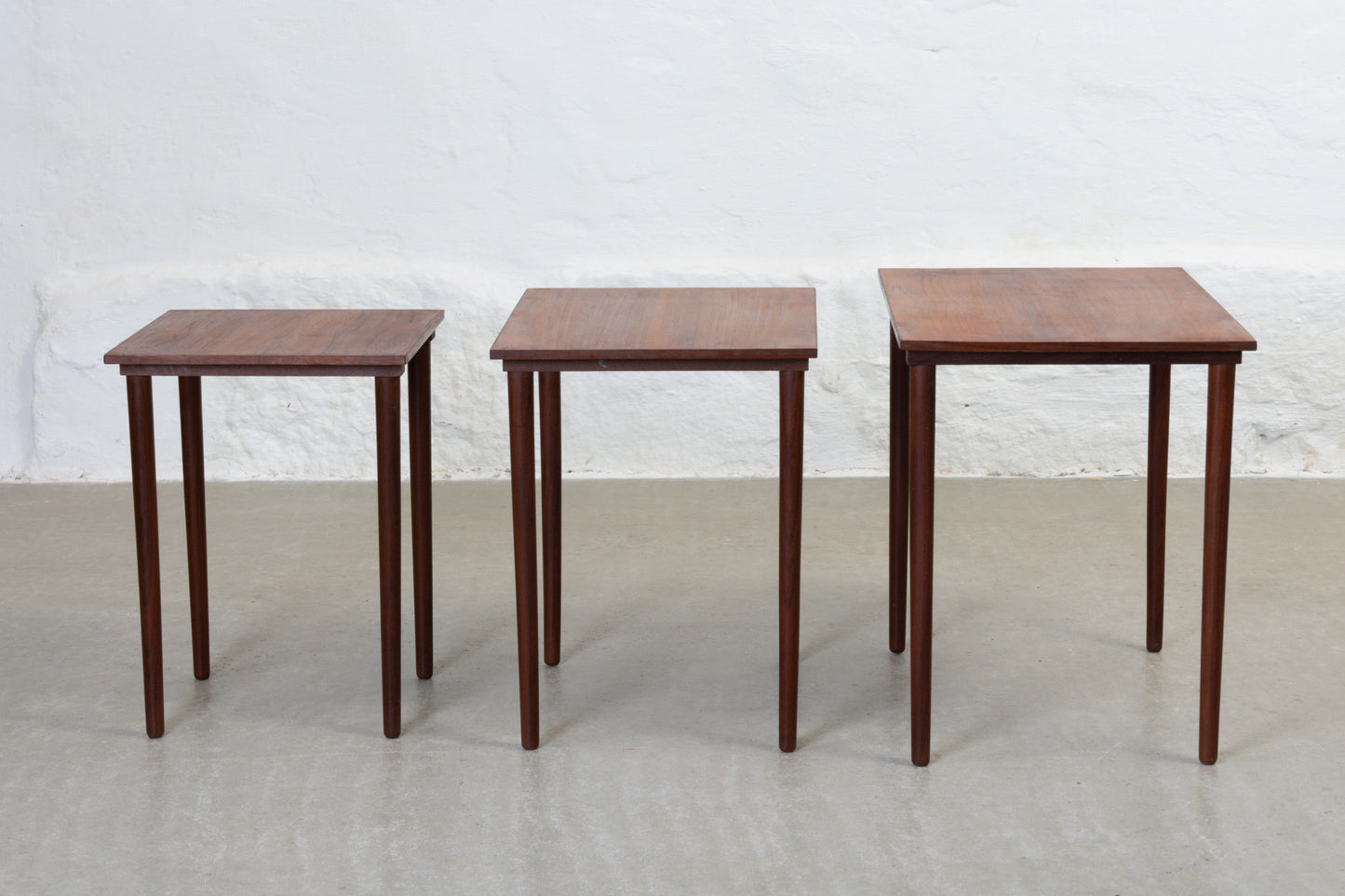 1960s nest of three teak tables