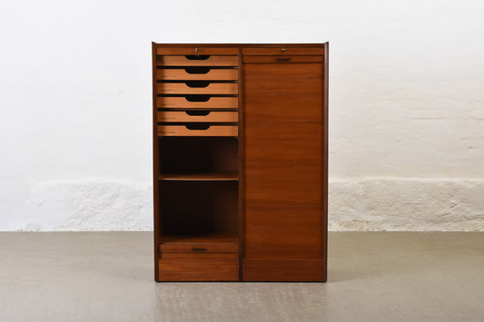 1960s double-fronted archive cabinet in teak