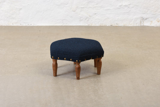 1940s low footstool with new upholstery