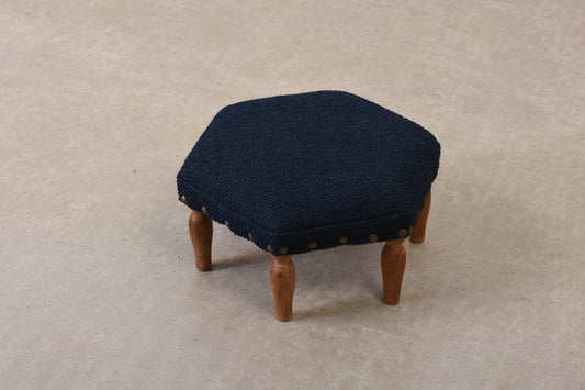 1940s low footstool with new upholstery