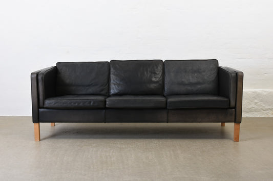 Vintage leather three seater by Mogens Hansen