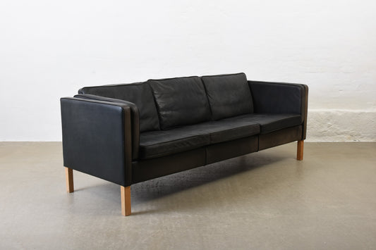 Vintage leather three seater by Mogens Hansen
