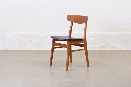 Two available: Teak + beech dining chairs by Findahls