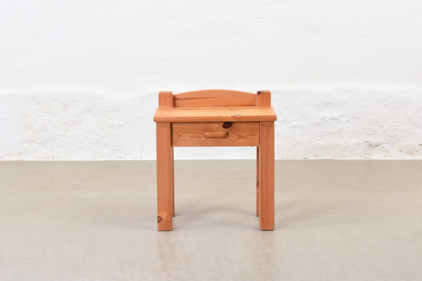 1970s bedside table in pine
