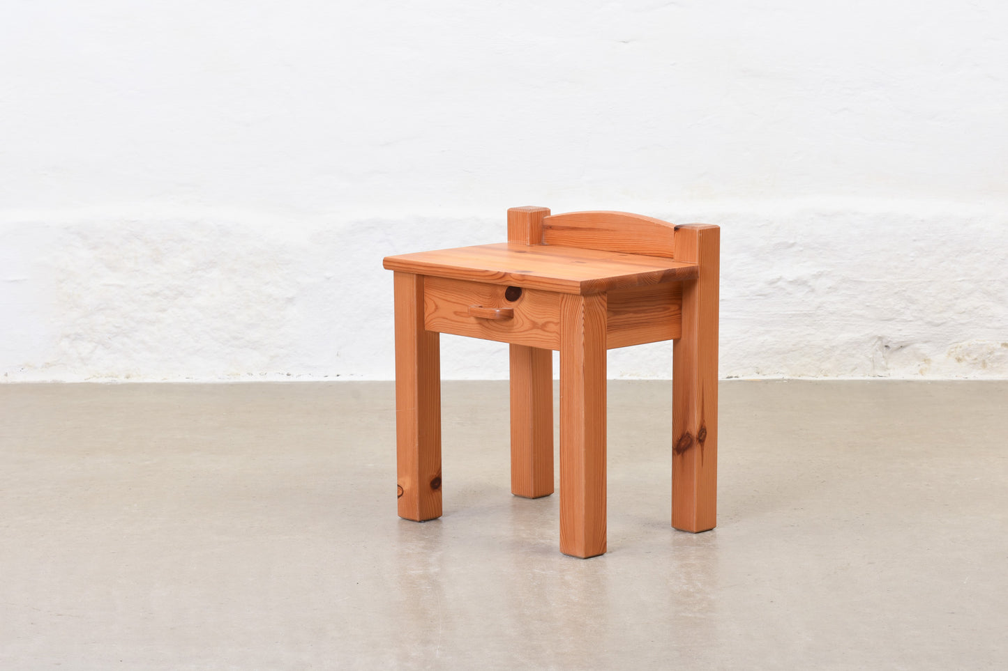 1970s bedside table in pine