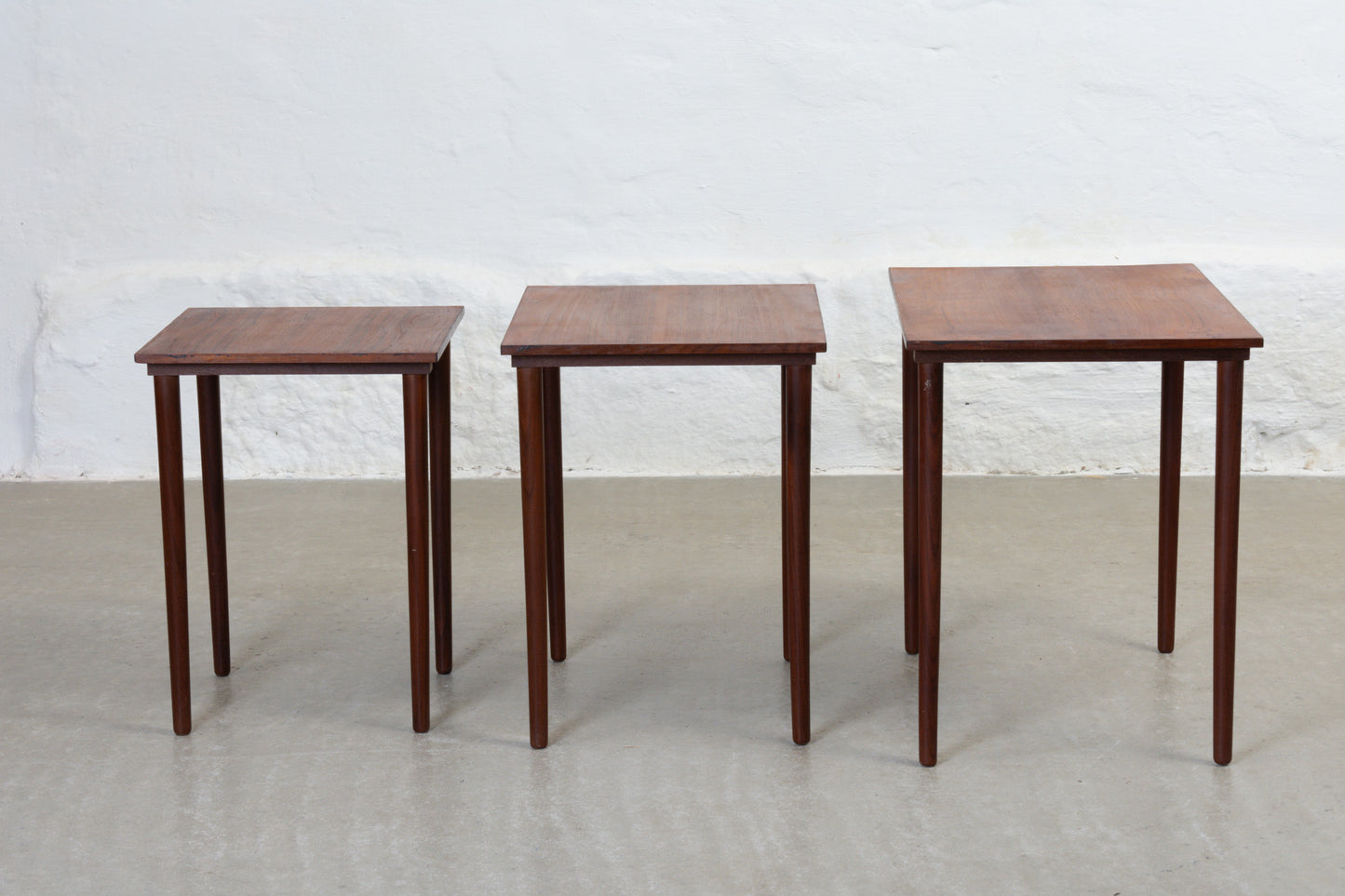 1960s nest of three teak tables