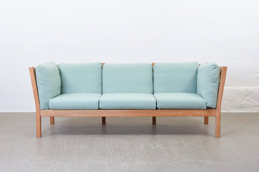 Newly reupholstered: 1980s beech + wool three seater by Andreas Hansen