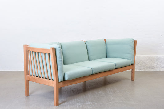Newly reupholstered: 1980s beech + wool three seater by Andreas Hansen