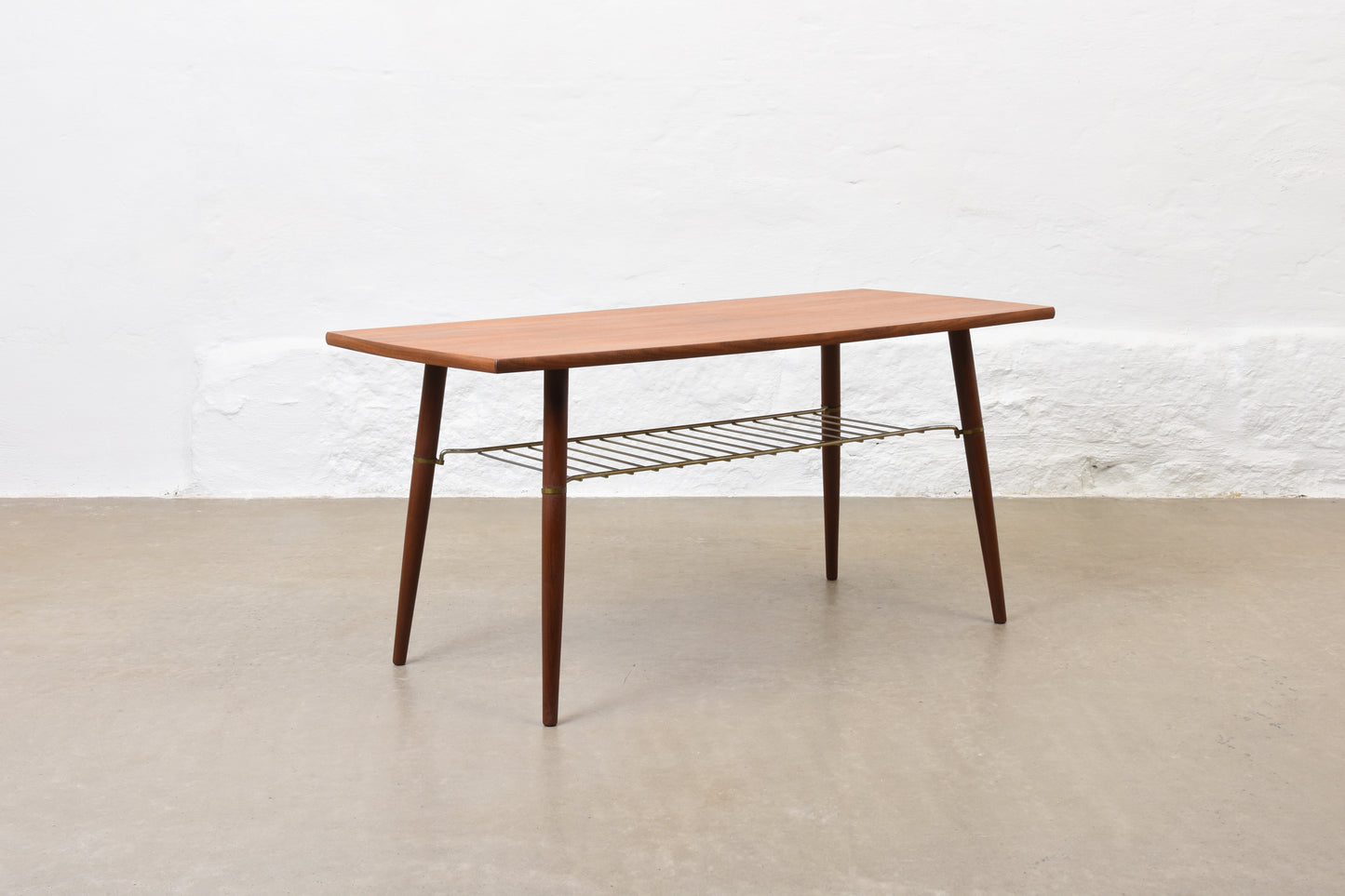 1960s teak coffee table with magazine shelf