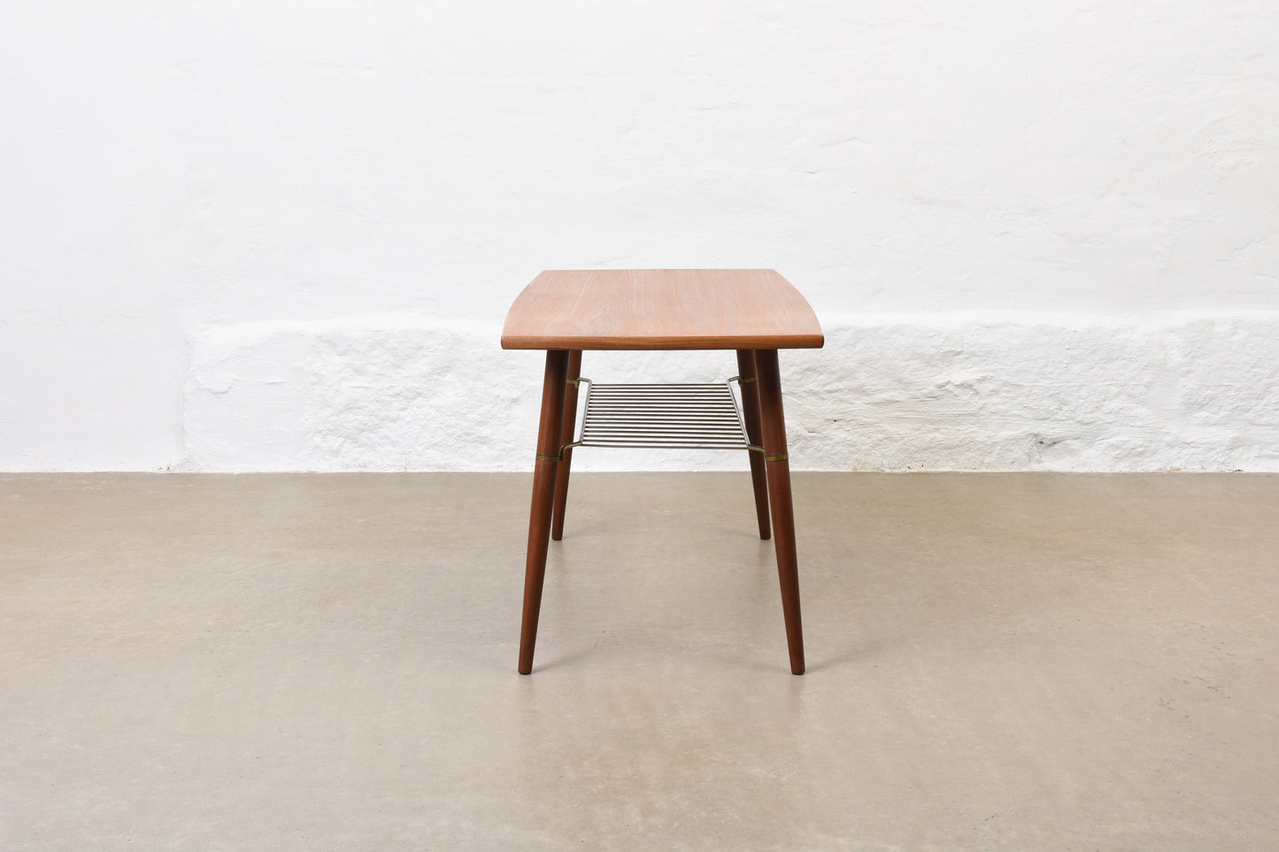 1960s teak coffee table with magazine shelf