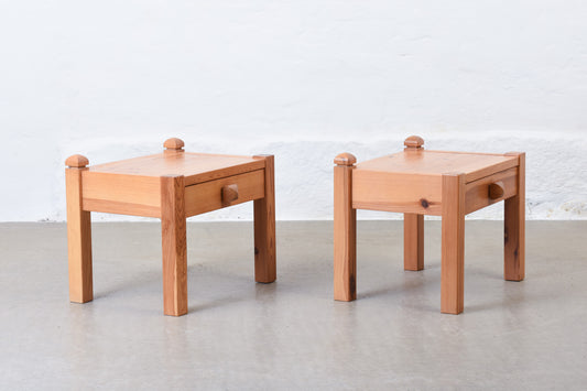 Two available: 1970s bedside tables in pine by NC Möbler