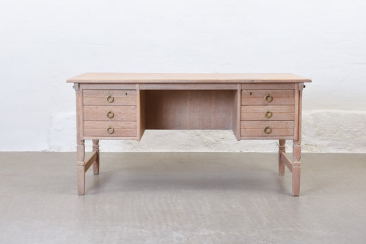 1970s twin pedestal desk in oak
