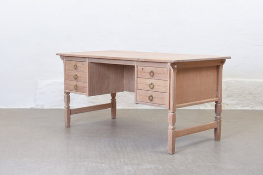 1970s twin pedestal desk in oak