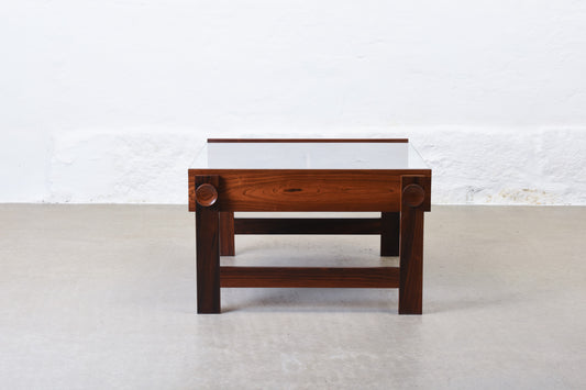 1970s rosewood + glass coffee table