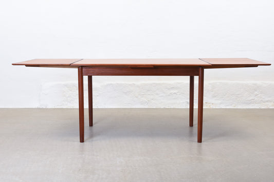 1960s extending dining table in teak by H. Sigh & Søn