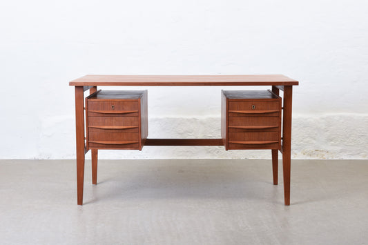 1960s twin pedestal desk in teak