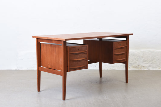1960s twin pedestal desk in teak