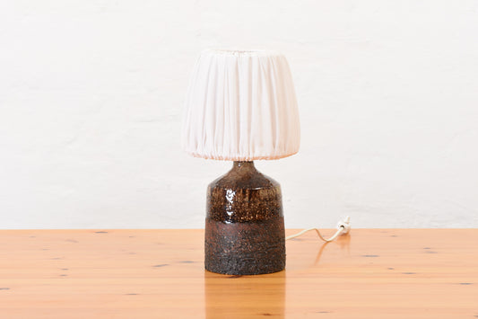 1960s stoneware table lamp with shade