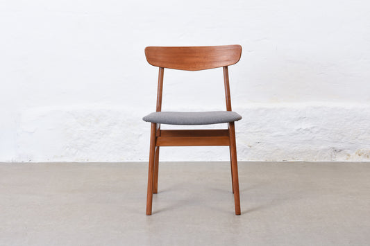 Newly reupholstered: 1960s set of four teak + beech dining chairs by Findahls